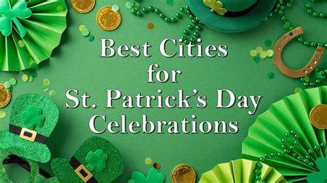 A lively parade featuring green-clad participants celebrating St. Patrick's Day in a vibrant display of culture and community spirit.